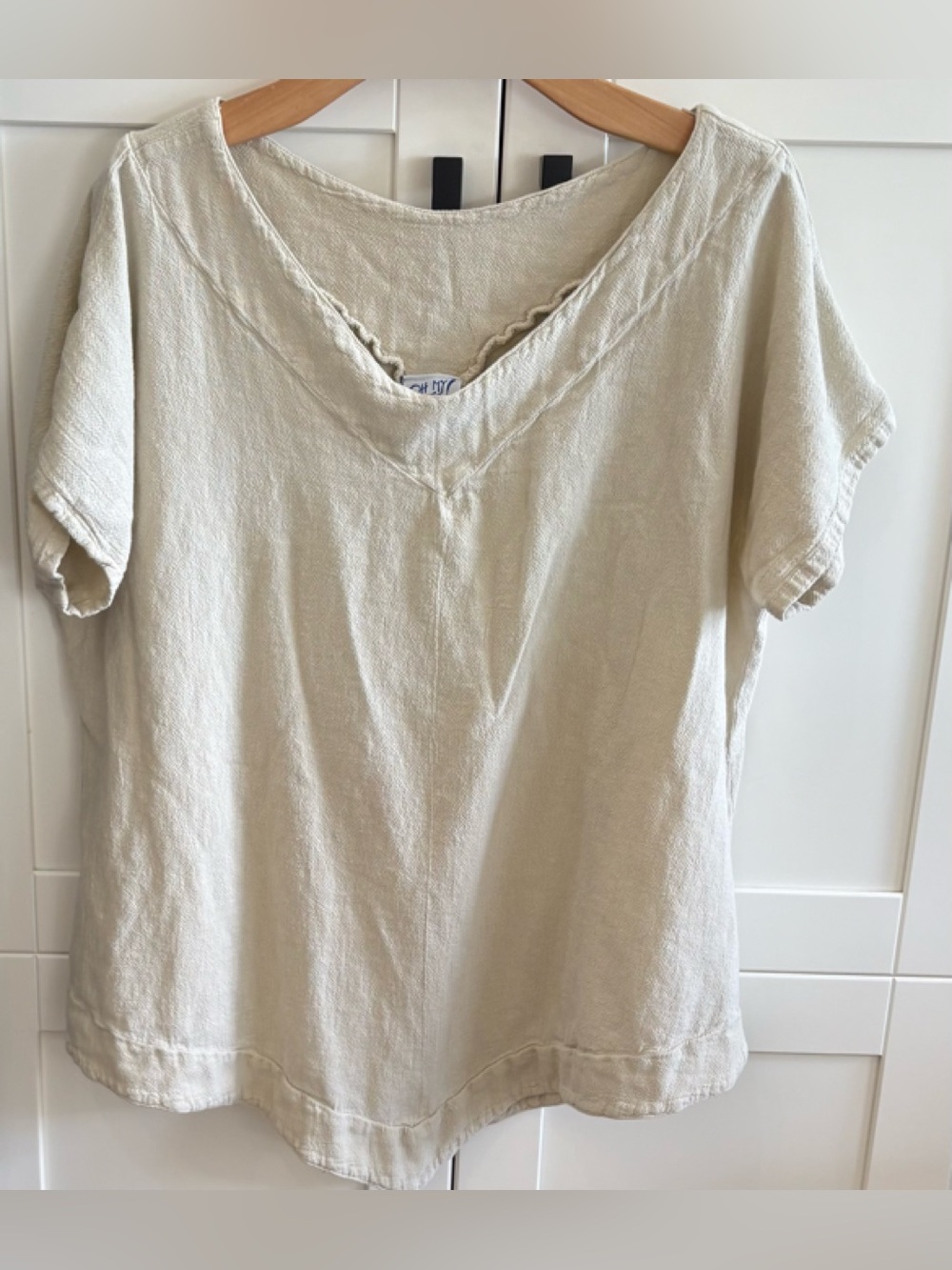 OH MY GAUZE! ( SIZE 2 ) L / XL VENICE COTTON GAUZE BLOUSE / TOP KHAKI TAN GREAT